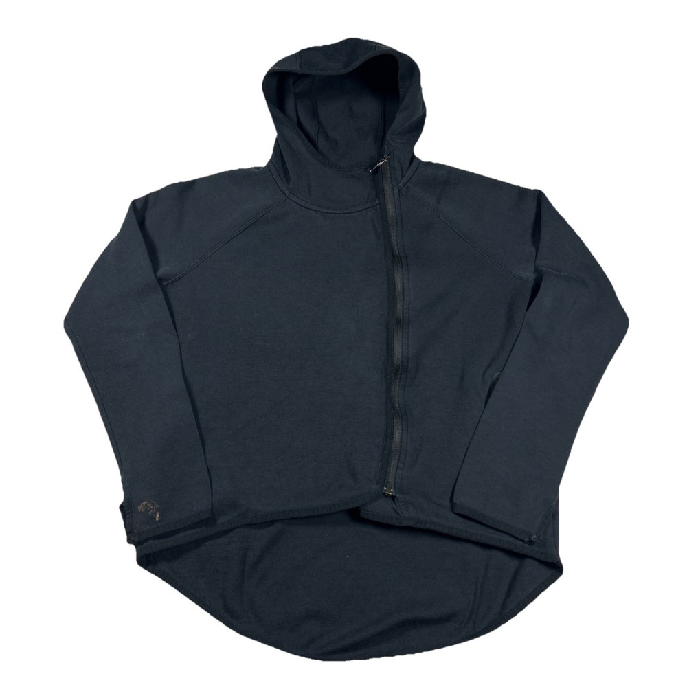 Nike Tech Hoodie Womens Small Black Fleece Asymmetric Cape Jacket Hooded Zip